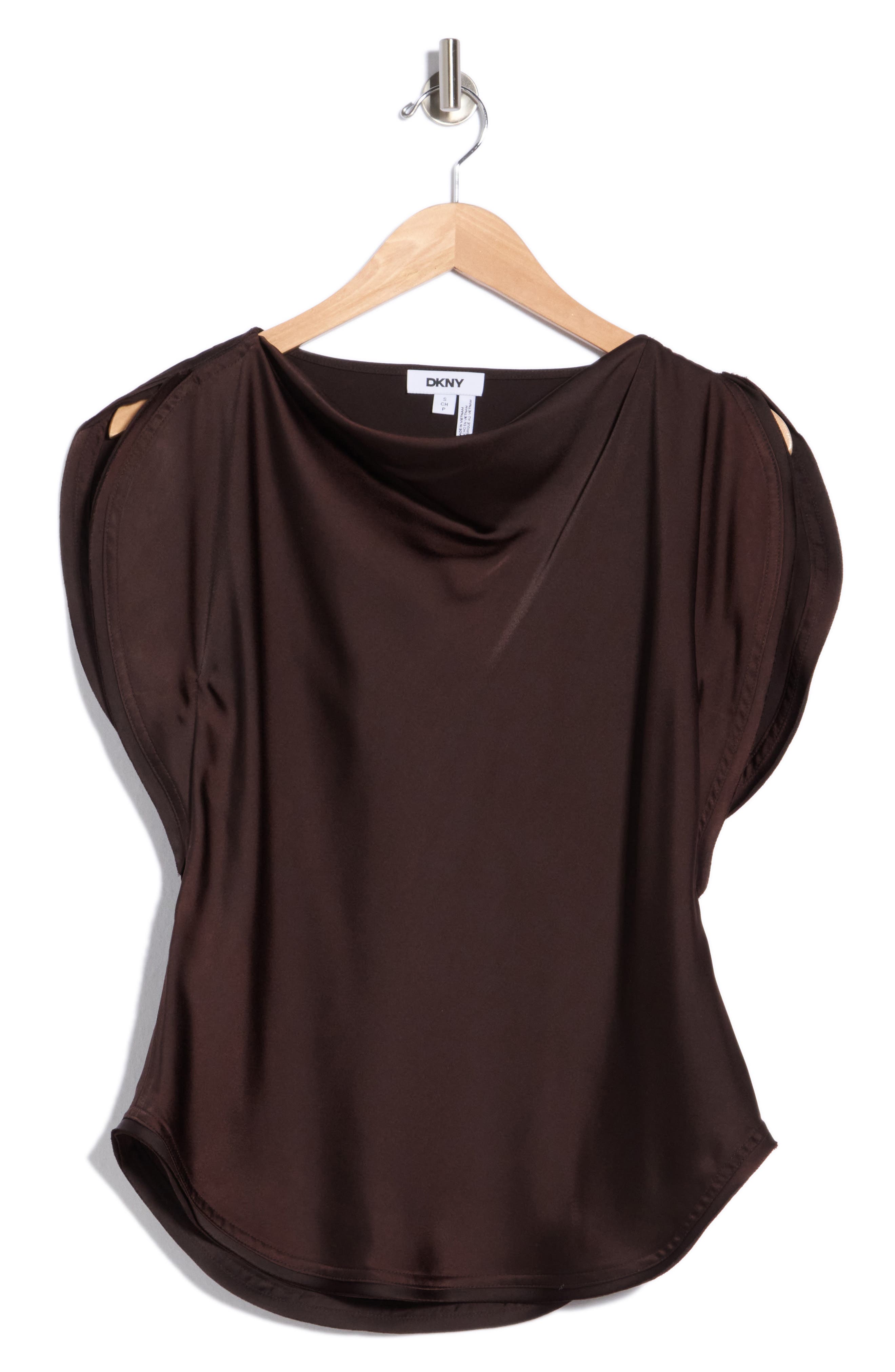 DKNY Satin Flutter Sleeve Top