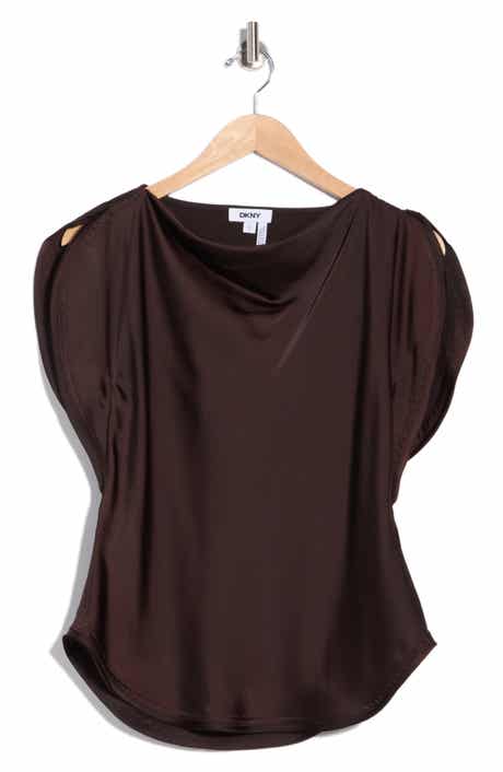 DKNY Satin Flutter Sleeve Top