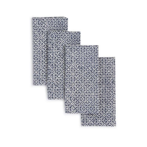 Vertex Hand Block Printed Napkins - Set of 4