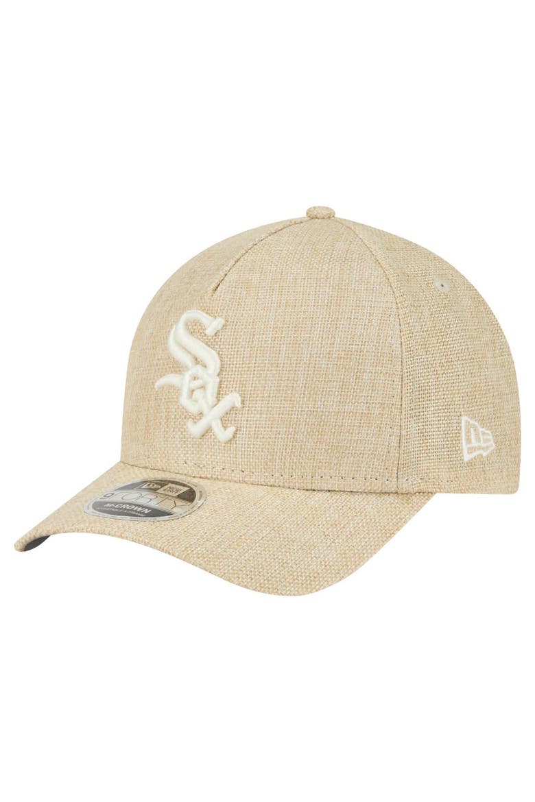 Men's New Era Beige Chicago White Sox Cotton Weave M-Crown A-Frame 9FORTY Adjustable Hat, Main, color, Beige