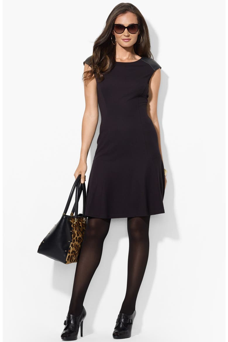 Jersey Fit & Flare Dress, Main, color, BLACK