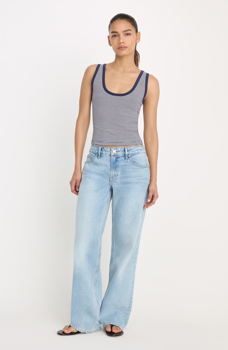 Good American Stretch Cotton Crop Ringer Tank, Alternate, color, Horizon Stripe