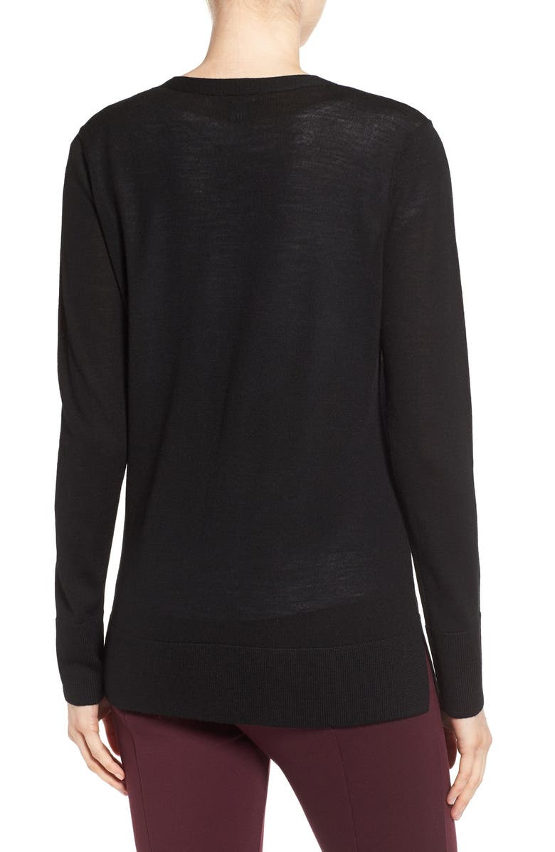 Halogen<sup>®</sup> V-Neck Lightweight Merino Cardigan, Alternate, color,