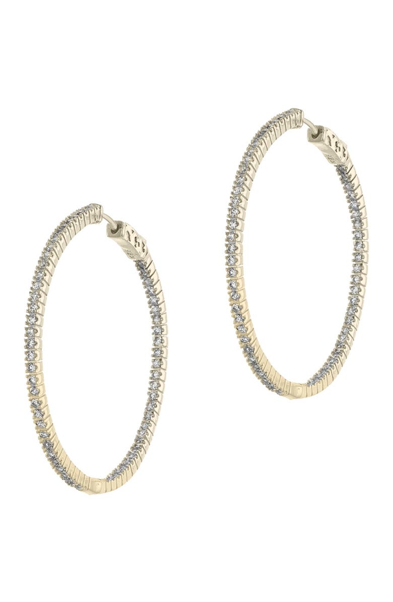 CZ by Kenneth Jay Lane Round-Cut Cubic Zirconia Hoop Earrings, Main, color, 