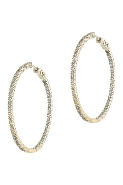 Round-Cut Cubic Zirconia Hoop Earrings