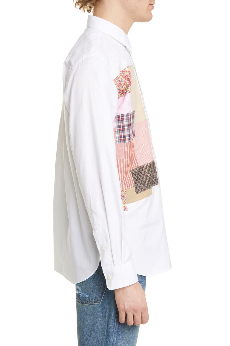 Patchwork Long Sleeve Button-Up Shirt, Alternate, color, WHITE X MIX