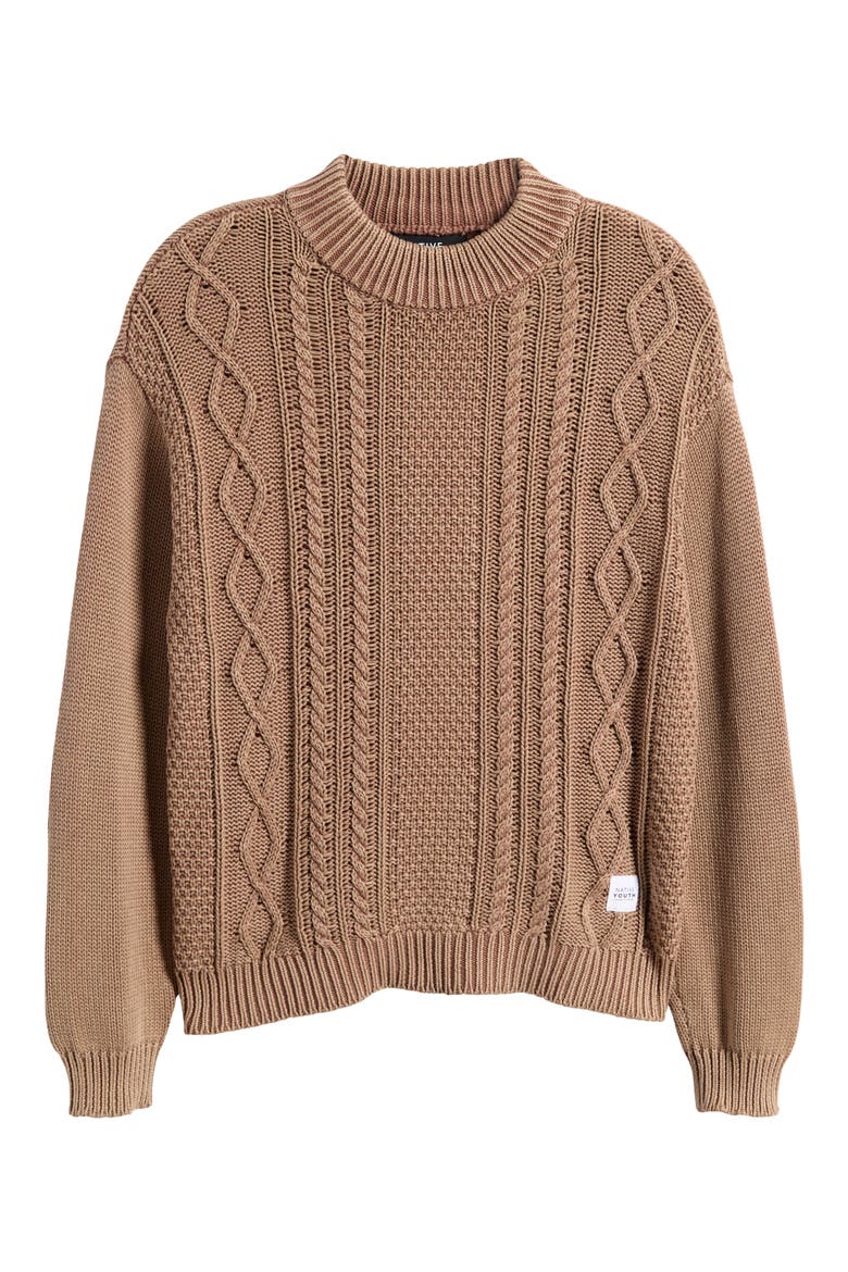 Cable Stitch Sweater, Alternate, color, BROWN