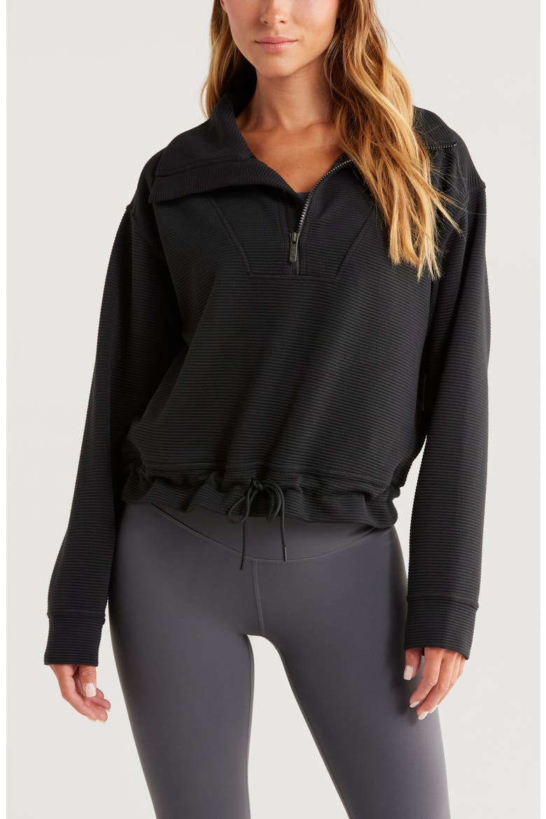 Kickback Ottoman Half Zip Pullover, Main, color, BLACK