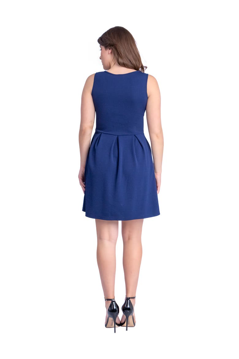 Sleeveless Pleated Skater Dress with Pockets, Alternate, color, Navy