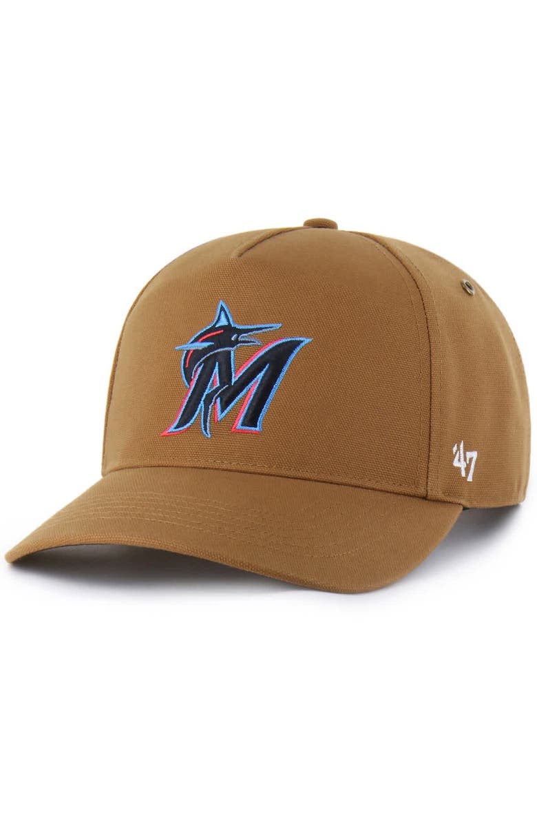 CARHARTT X 47 Men's Carhartt x '47  Brown Miami Marlins Hitch Adjustable Hat, Main, color, 