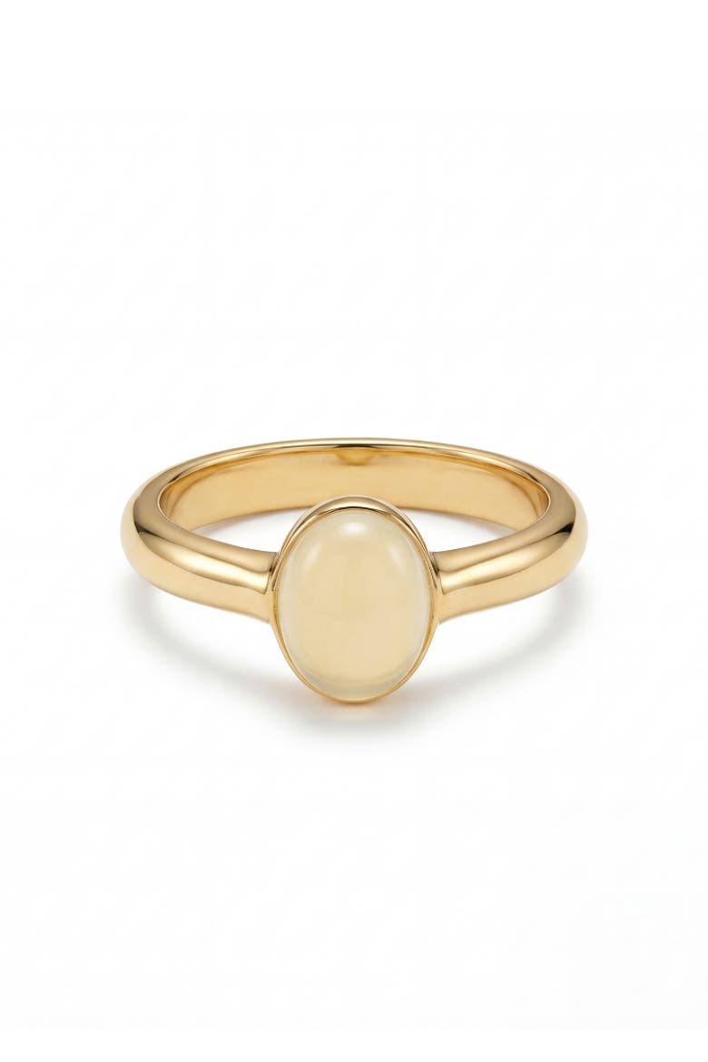 Halo White Gemstone Cabochon Ring, Main, color, Gold