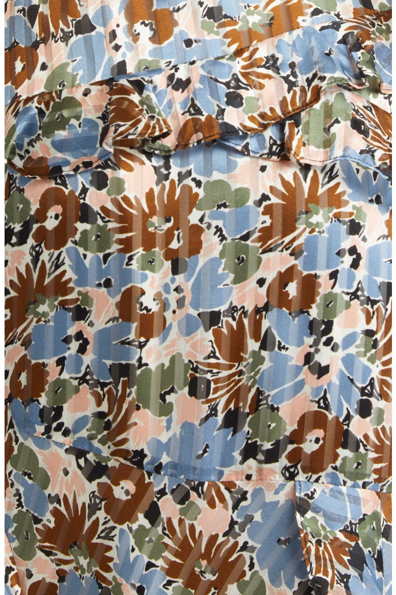 Avenel Floral Asymmetric Hem Silk Dress, Alternate, color, LAKE MIST MULTI