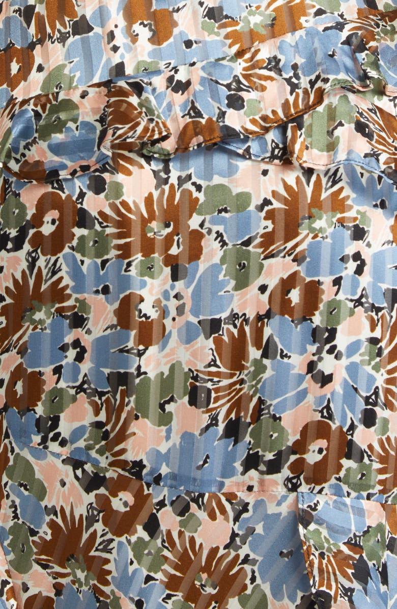 Veronica Beard Avenel Floral Asymmetric Hem Silk Dress, Alternate, color,