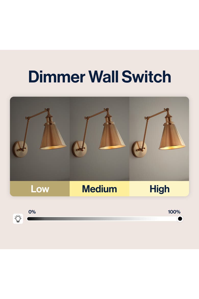 Rover Adjustable Arm Metal LED Wall Sconce, Alternate, color, Brass Gold
