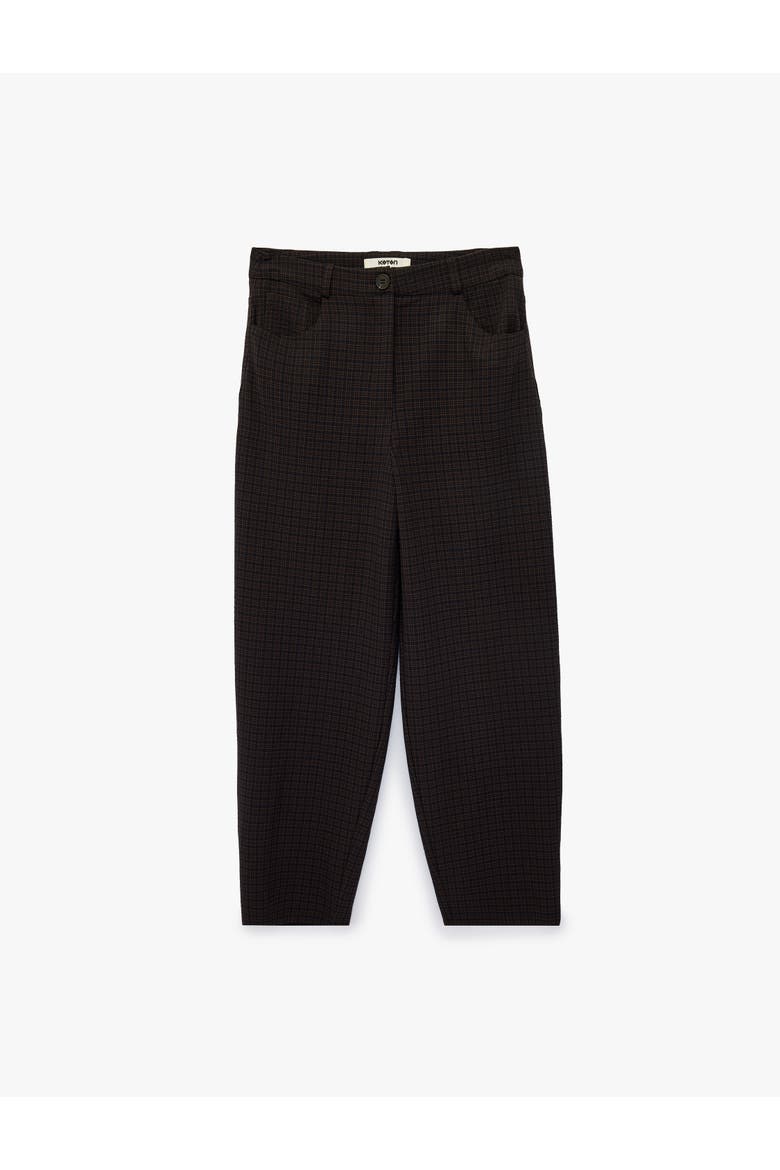 Mid Rise Checked Trousers With Pocket Detail, Alternate, color, BROWN CHECK