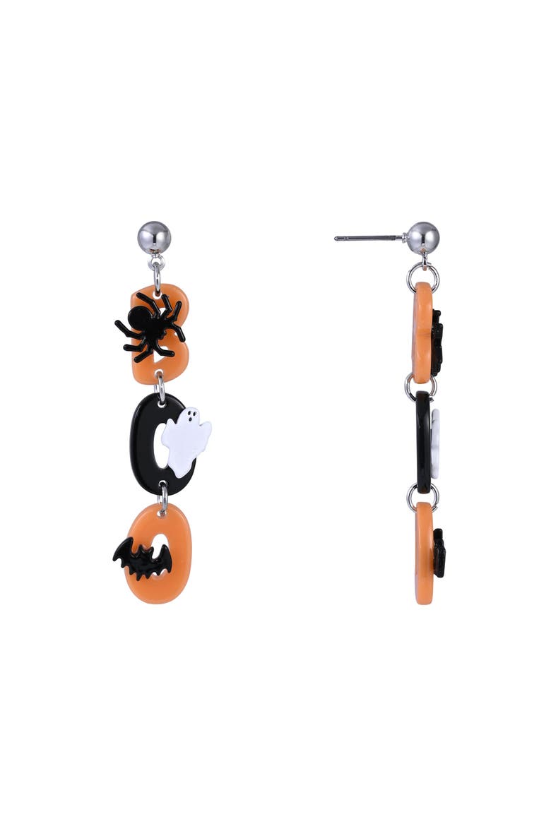 Halloween Black and Orange Boo Earrings, Alternate, color, Black