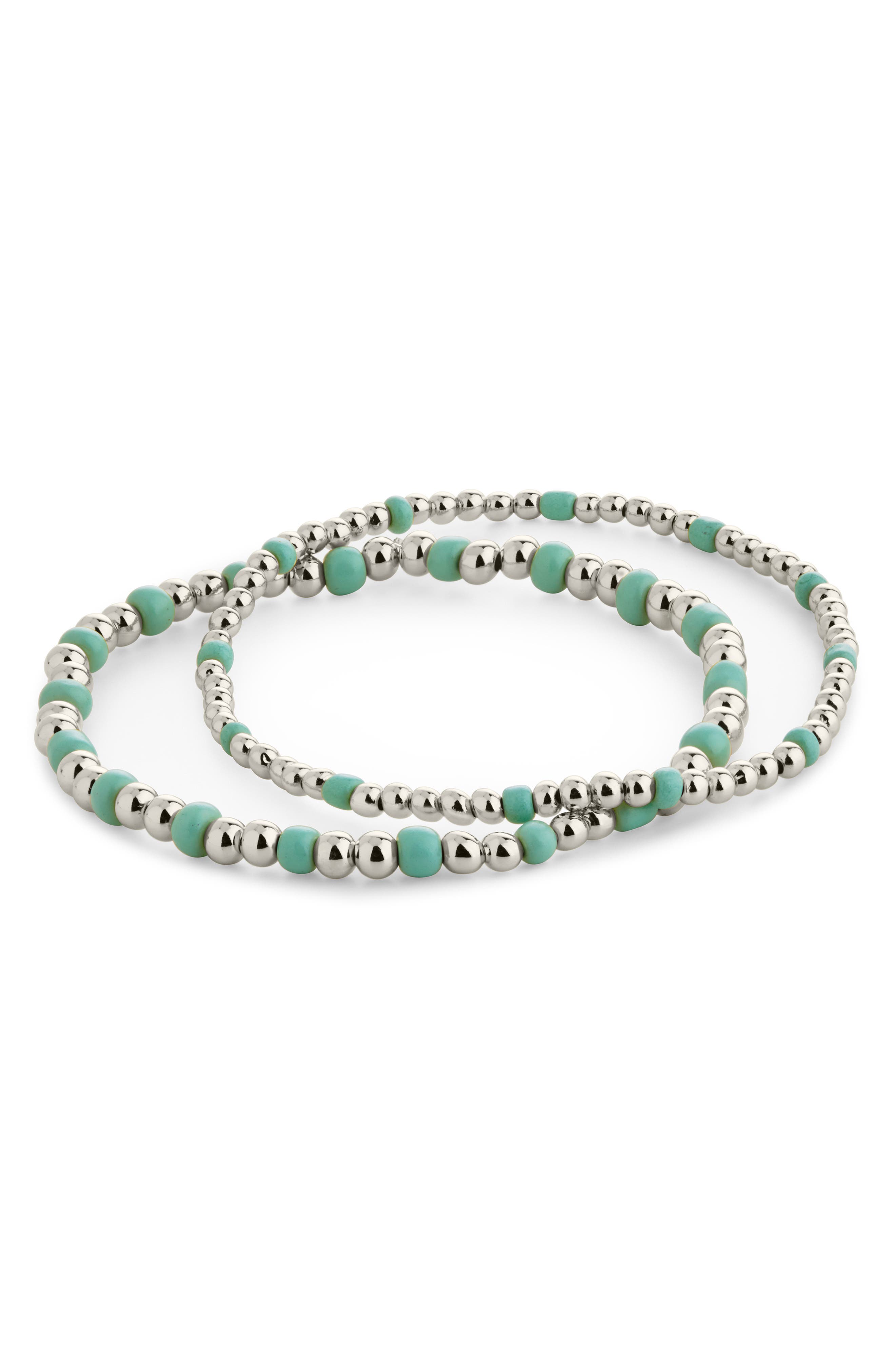 Sterling Forever Set of 2 Misty Stretch Beaded Bracelets