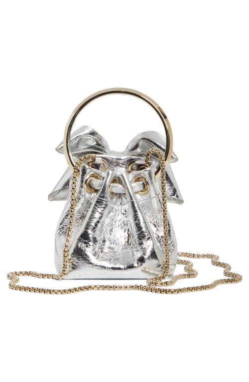 Jimmy Choo Micro Bon Bon Cross Body Bag In Silver/light Gold