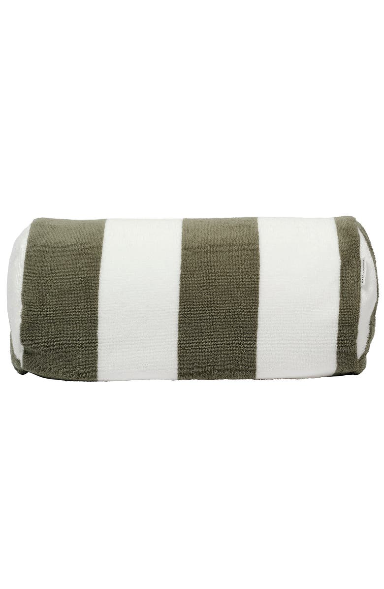 Sunnylife Inflatable Beach Pillow Vacay Olive Stripe 14X6" Neck Pillow, Alternate, color, 