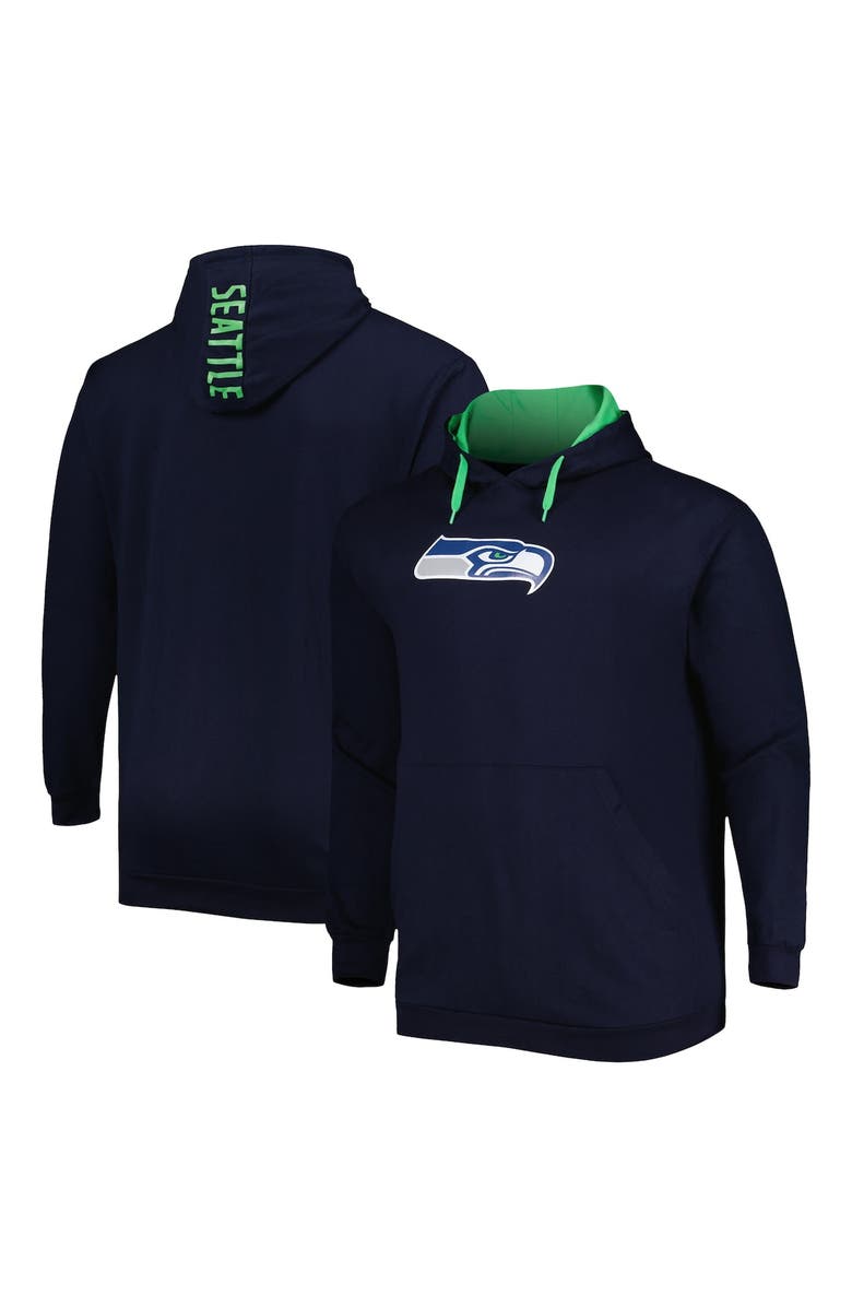 PROFILE Men's College Navy Seattle Seahawks Big & Tall Logo Pullover Hoodie, Alternate, color, 