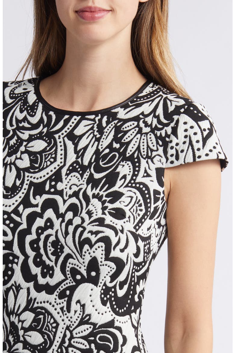 Floral Jacquard Knit Sheath Dress, Alternate, color, IVORY/ BLACK