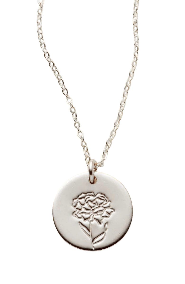 MADE BY MARY January Birth Flower Necklace, Main, color, Silver