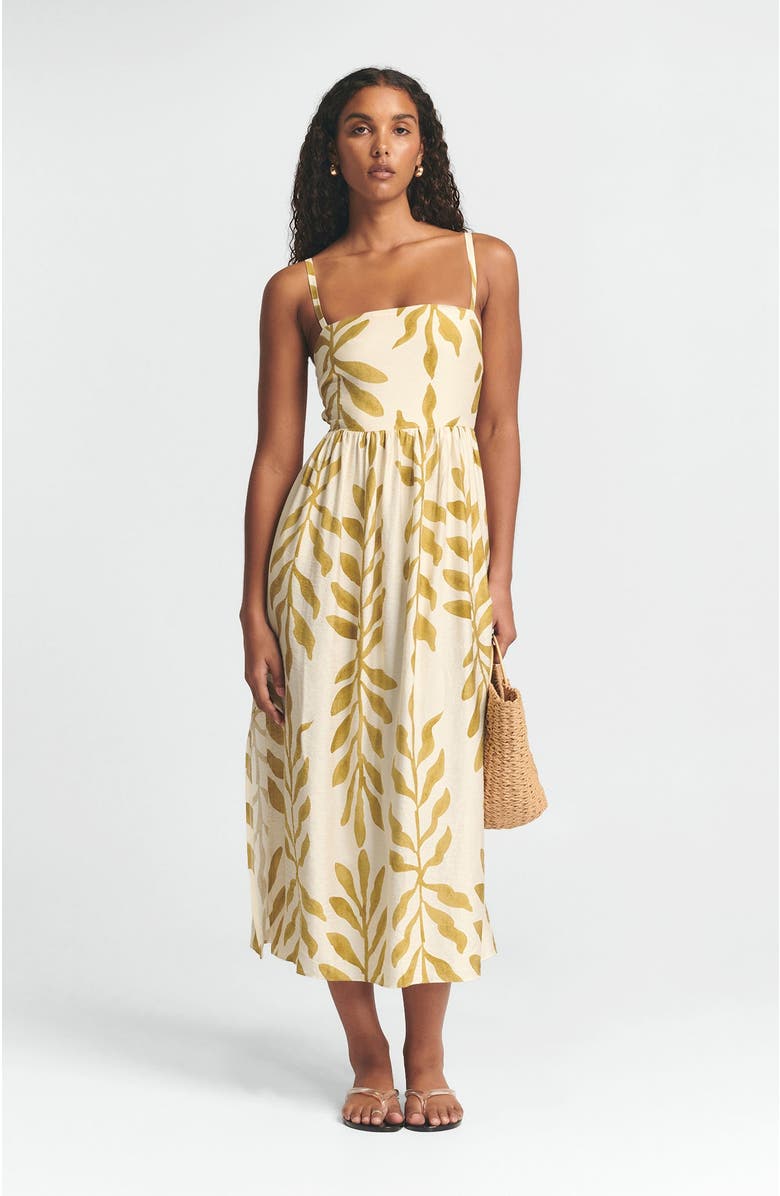 ST MRLO Lanah Midi Dress, Main, color, Golden Leaf