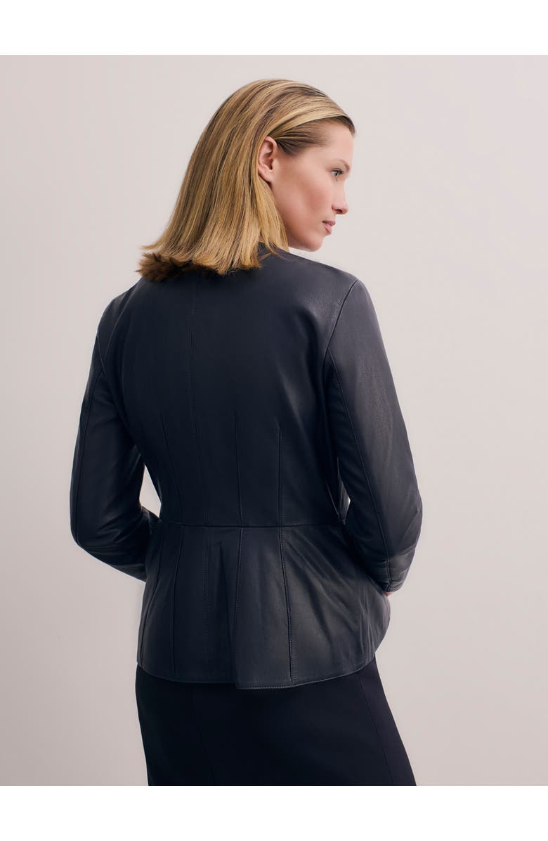 The Fold Ginevra Leather Jacket, Alternate, color, Navy