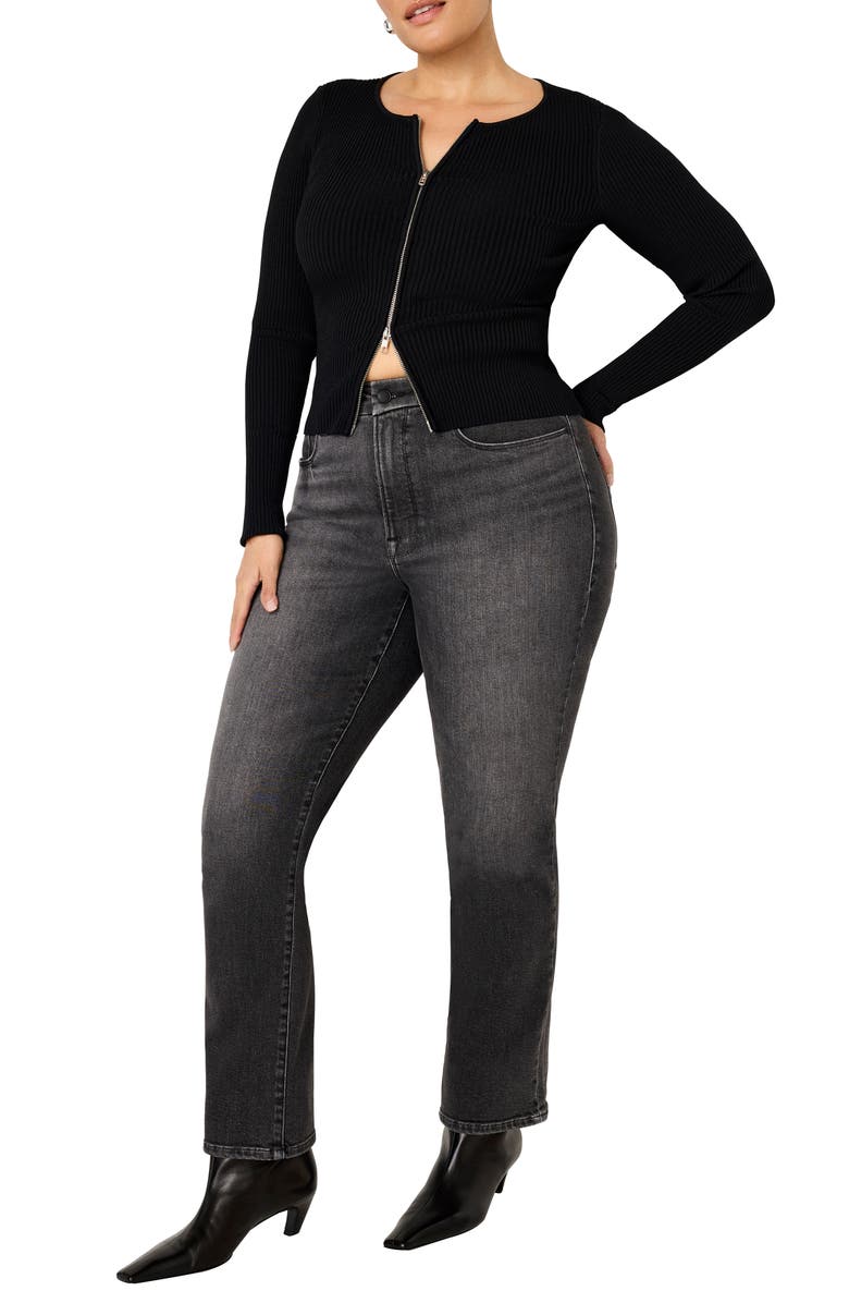 Good American Good Legs Split Pocket Ankle Straight Leg Jeans, Alternate, color, Black266