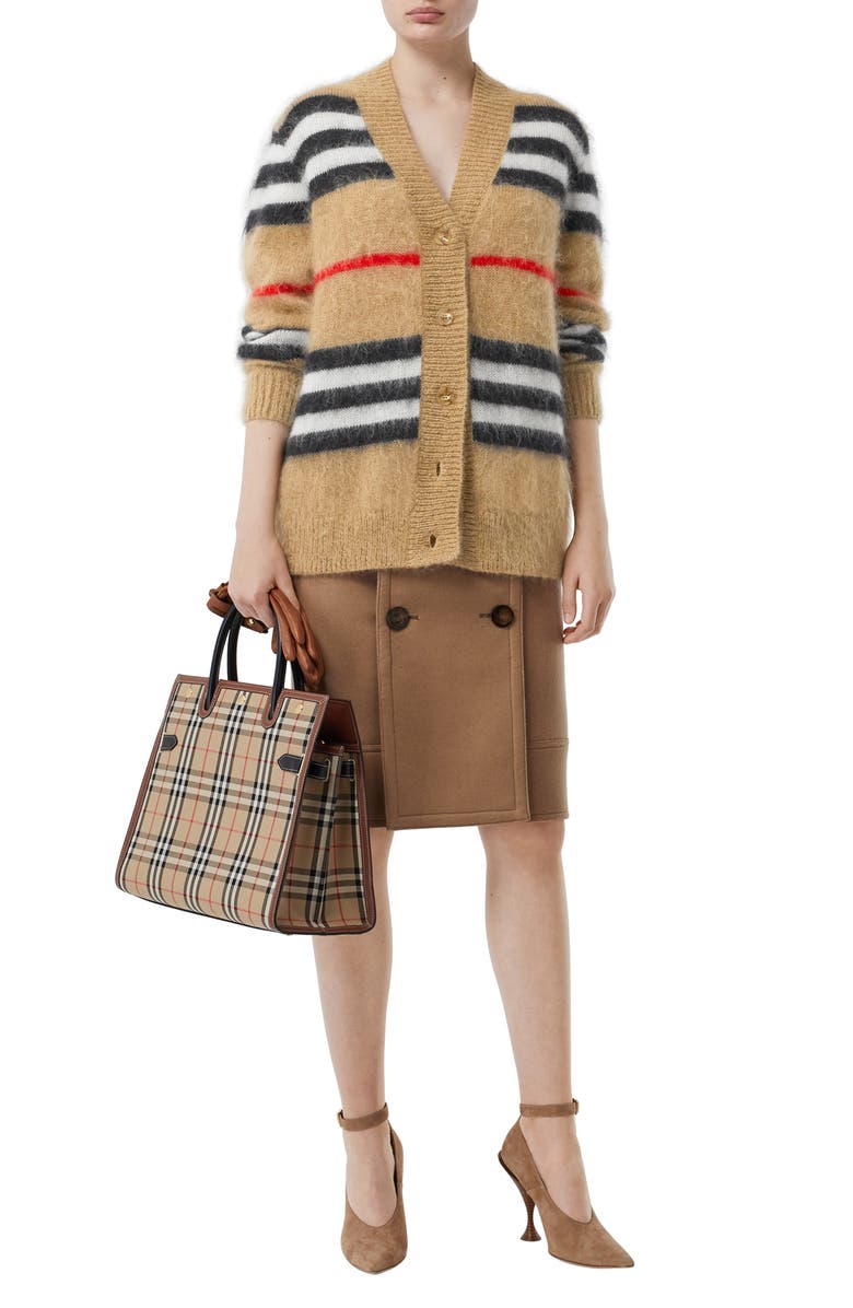 Burberry Gamtoos Icon Stripe Mohair Blend Cardigan, Alternate, color, 