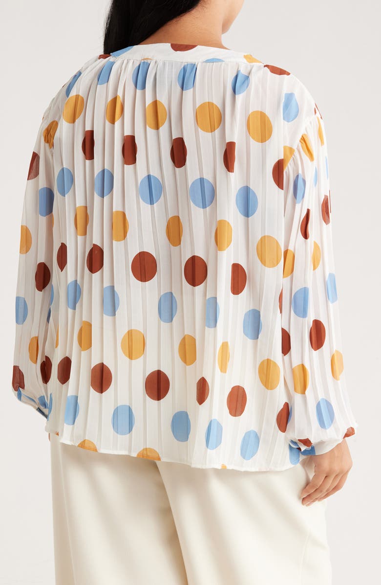 Forgotten Grace Polka Dot Long Sleeve Pleated Button-Up Top, Alternate, color, Circles