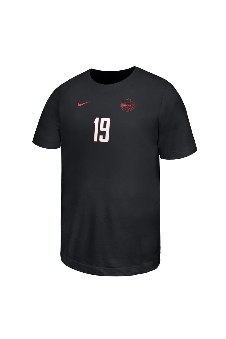 Youth Nike Alphonso Davies Black Canada Soccer Away Player Name & Number T-Shirt, Alternate, color, Black