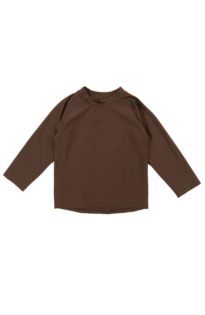 Leveret Kids Long Sleeve Rash Guard, UPF 50+ Swim Shirt, Main, color, Brown