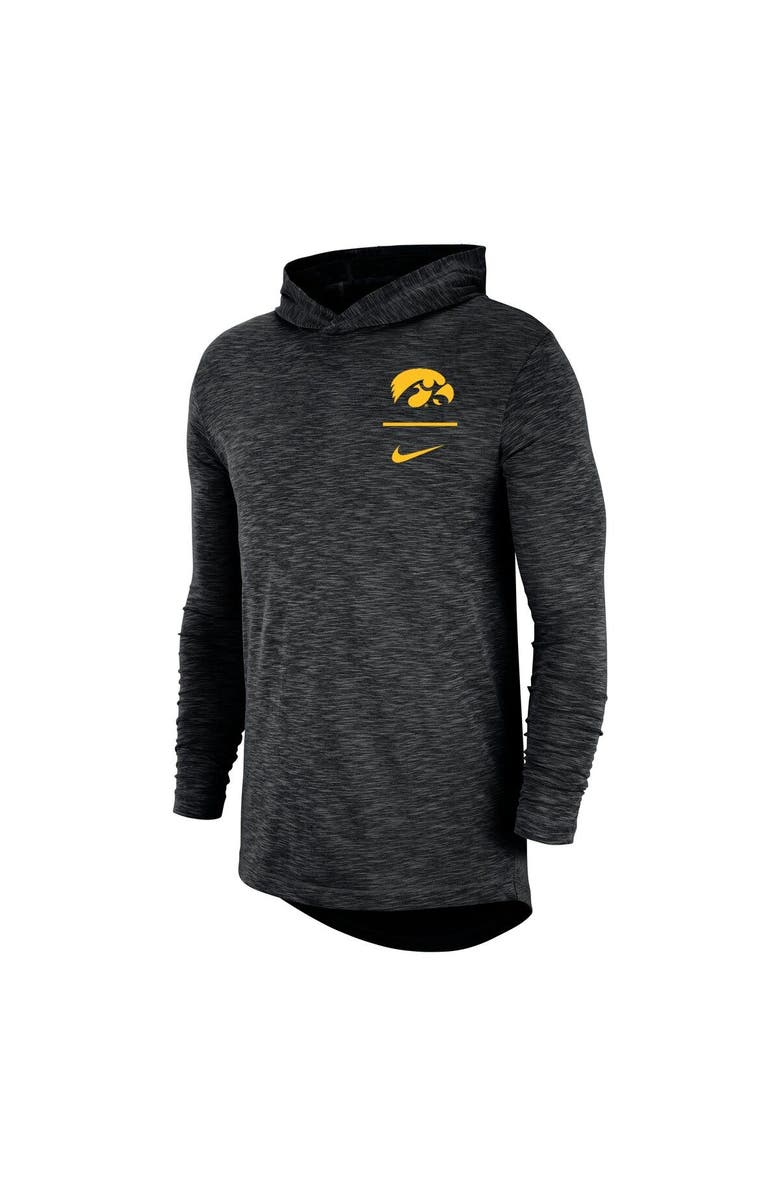 Nike Men's Nike Black Iowa Hawkeyes Slub Performance Long Sleeve Hoodie T-Shirt, Alternate, color, 