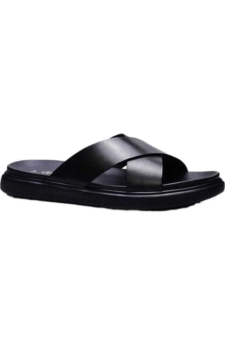 A. Veer Rioza Sandal, Main, color, Black Leather