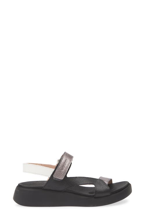 Wonders Colorblock Leather Sandal In Black/silver Multi
