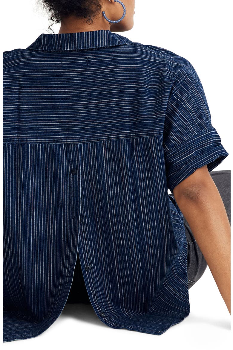 Courier Button Back Shirt in Cecile Stripe, Alternate, color, STEVIE STRIPE
