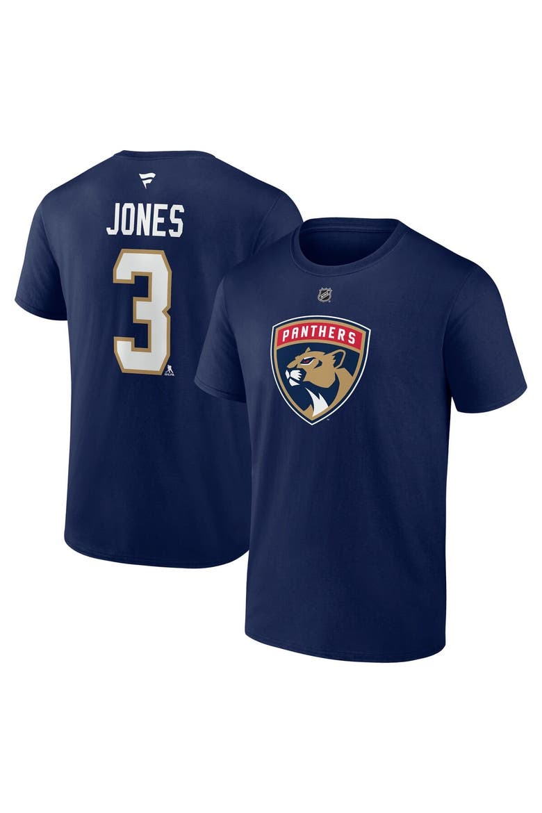Men's Fanatics Seth Jones Navy Florida Panthers Authentic Stack Name & Number T-Shirt, Main, color, Navy