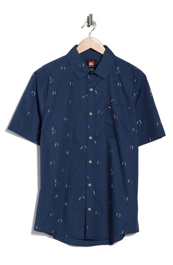 Quiksilver Classic Fit Poleline Short Sleeve Button-up Shirt In Multi