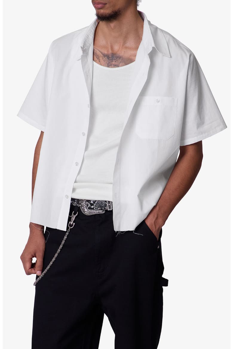 Short Sleeve Cotton Poplin Button-Up Shirt, Main, color, WHITE