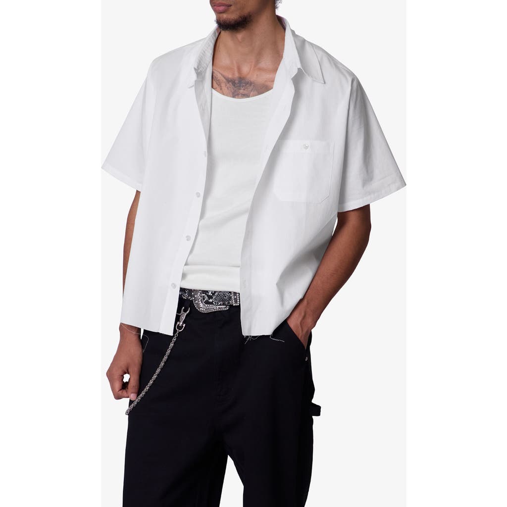 Mnml Short Sleeve Cotton Poplin Button-up Shirt In White