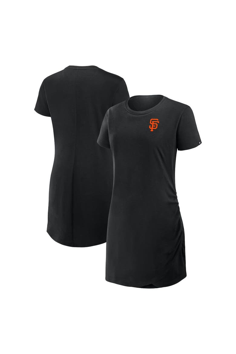 Women's Fanatics Black San Francisco Giants Ruched Drape T-Shirt Dress, Main, color, Black