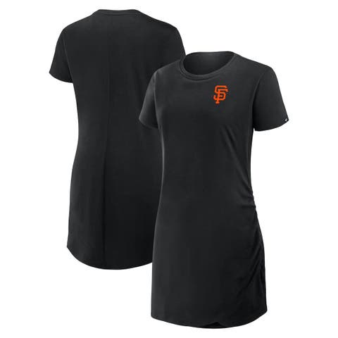 Women's Fanatics Black San Francisco Giants Ruched Drape T-Shirt Dress