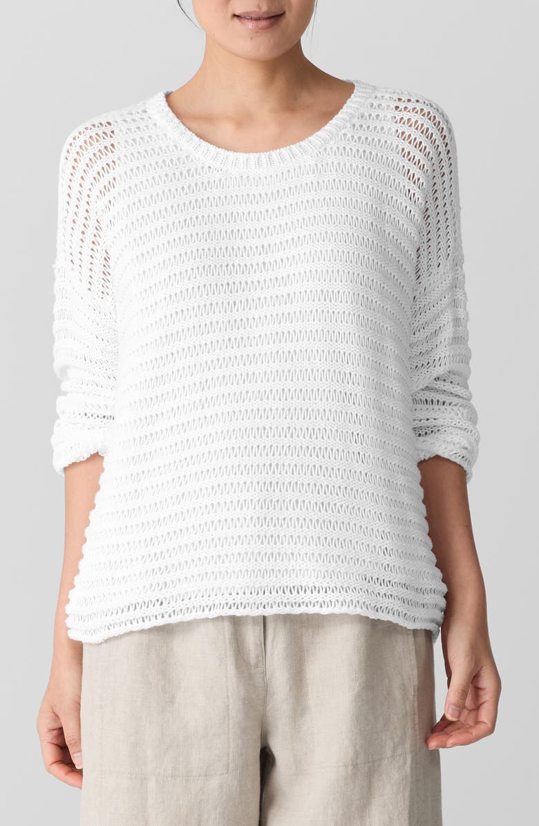 Eileen Fisher Crewneck Oversize Organic Cotton Sweater, Main, color,