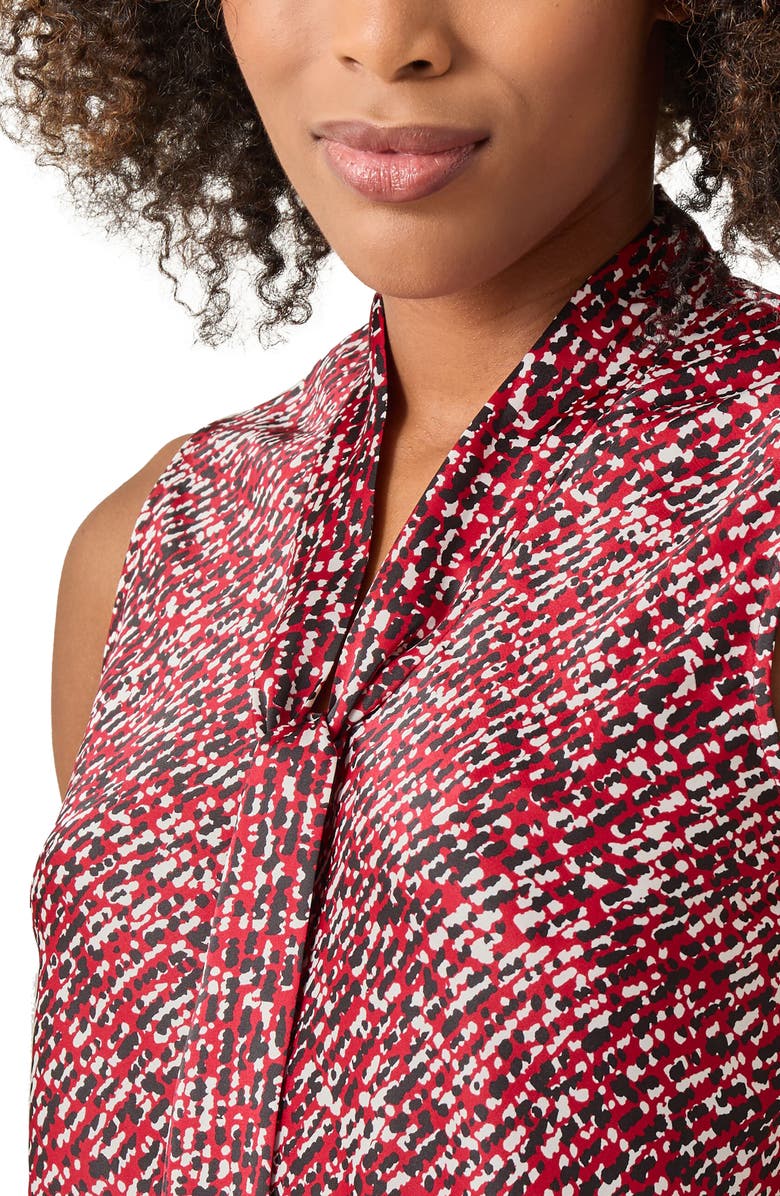 KASPER Abstract Print Tie Front Sleeveless Satin Top, Alternate, color, 