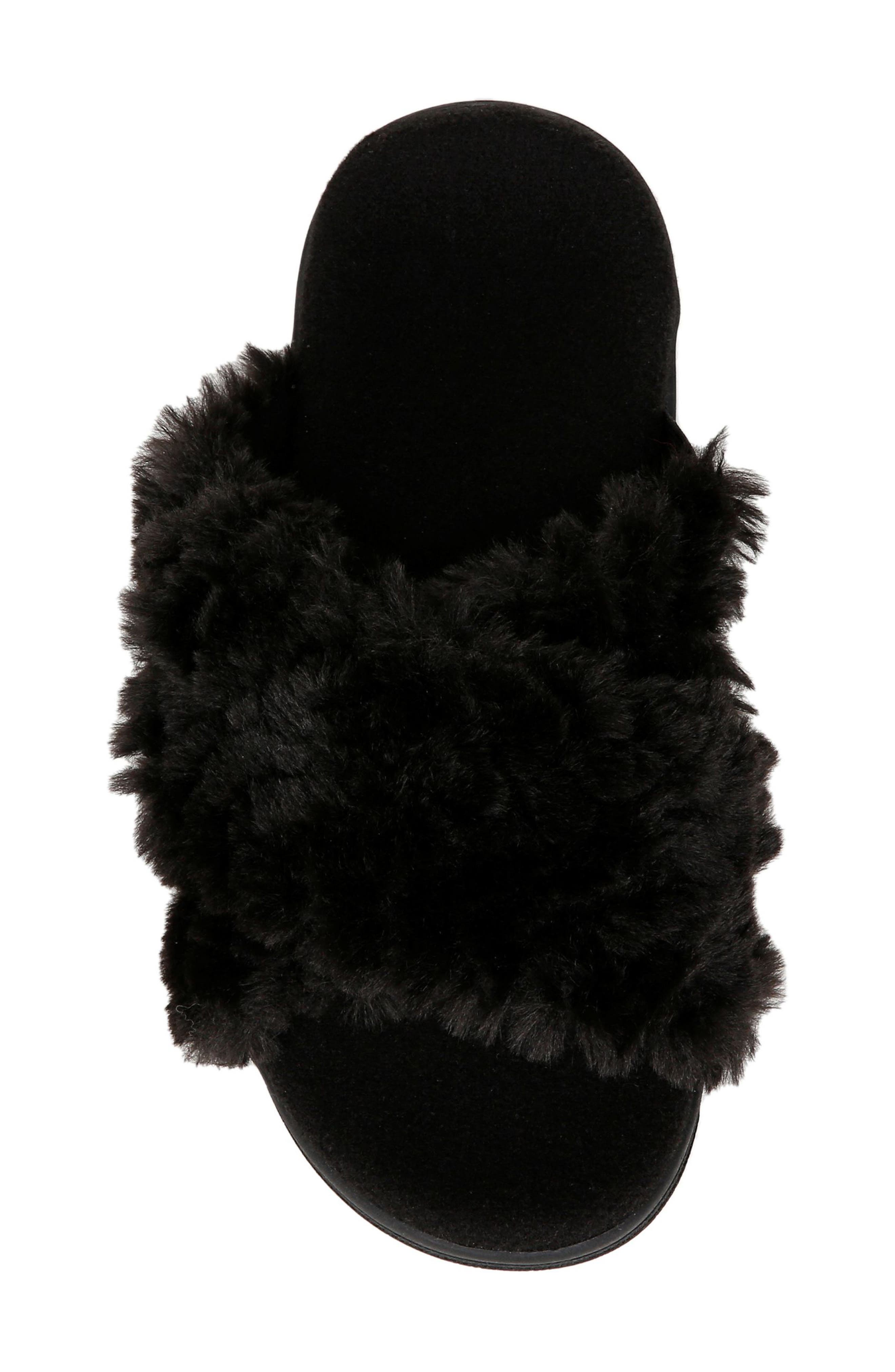 Relax II Plush Slide Sandal, Alternate, color, BLACK