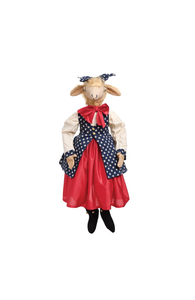 Gallerie II Patriotic Gussie Sheep w/ Stars & Stripes Dress Decorative Figurine, Main, color, Red