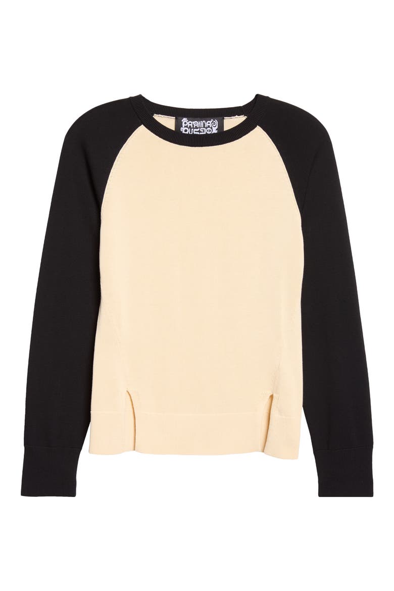 Warrior Raglan Cotton Sweater, Main, color, BLACK/ CREAM