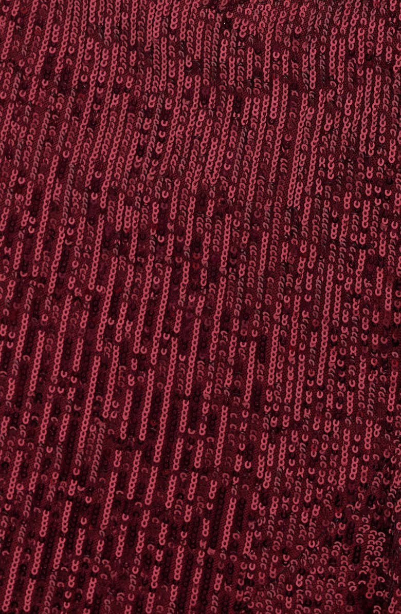 Eliza J Sequin One-Shoulder Midi Cocktail Dress, Alternate, color, Wine
