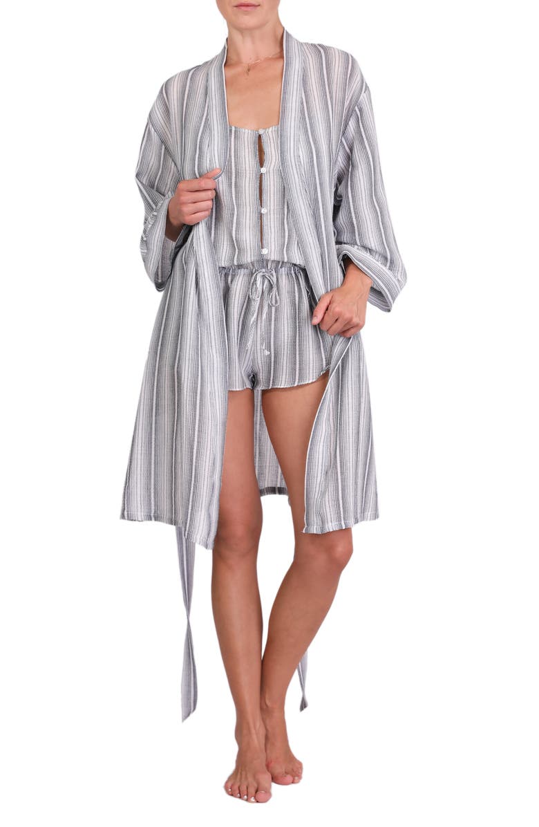 Everyday Ritual Misty Short Robe, Alternate, color, Perissa Stripe